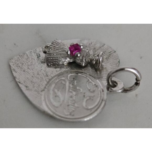 Sterling Confirmation Pendant with Pink Stone - Picture 3 of 9